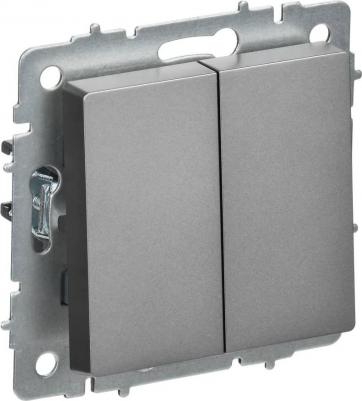 BRITE Выключатель 2-клавишный перекрестный 10А ВС10-2-3-БрС сталь, цена за 1 шт