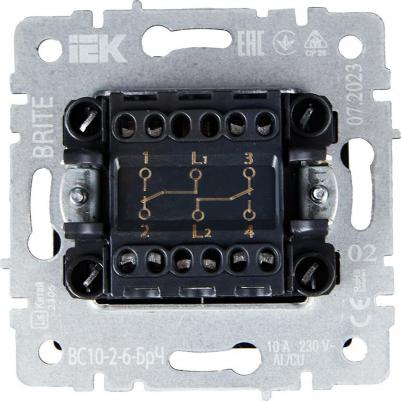 BRITE Выключатель 2-клавишный проходной 10А ВС10-2-6-БрЧ черный, цена за 1 шт – фото 1