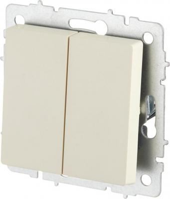 BRITE Выключатель 2-клавишный проходной 10А ВС10-2-6-БрКр бежевый, цена за 1 шт – фото 1