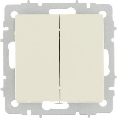 BRITE Выключатель 2-клавишный проходной 10А ВС10-2-6-БрКр бежевый, цена за 1 шт