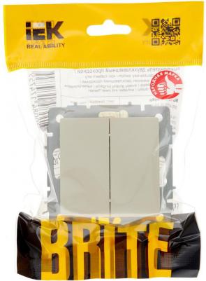 BRITE Выключатель 2-клавишный проходной 10А ВС10-2-6-БрКр бежевый, цена за 1 шт – фото 7