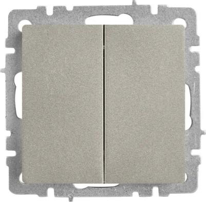 BRITE Выключатель 2-клавишный проходной 10А ВС10-2-6-БрС сталь, цена за 1 шт – фото 6