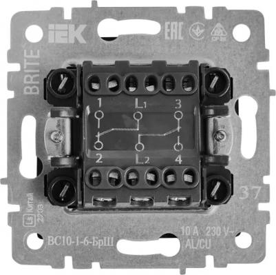 BRITE Выключатель 2-клавишный проходной 10А ВС10-2-6-БрШ шампань, цена за 1 шт – фото 3