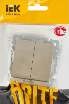 BRITE Выключатель 2-клавишный проходной 10А ВС10-2-6-БрШ шампань, цена за 1 шт – фото 4