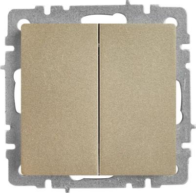 BRITE Выключатель 2-клавишный проходной 10А ВС10-2-6-БрШ шампань, цена за 1 шт – фото 5