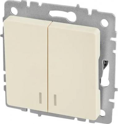 BRITE Выключатель 2-клавишный с индикацией 10А ВС10-2-1-БрКр бежевый, цена за 1 шт