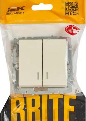 BRITE Выключатель 2-клавишный с индикацией 10А ВС10-2-1-БрКр бежевый, цена за 1 шт – фото 6