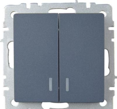 BRITE Выключатель 2-клавишный с индикацией 10А ВС10-2-1-БрМ маренго, цена за 1 шт – фото 2