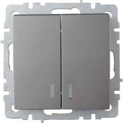 BRITE Выключатель 2-клавишный с индикацией 10А ВС10-2-1-БрС сталь, цена за 1 шт – фото 6