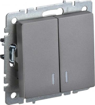 BRITE Выключатель 2-клавишный с индикацией 10А ВС10-2-1-БрС сталь, цена за 1 шт – фото 7