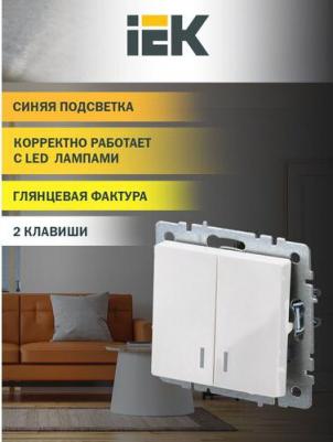 BRITE Выключатель 2-клавишный с индикацией 10А ВС10-2-1-БрШ шампань, цена за 1 шт – фото 4