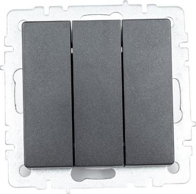 BRITE Выключатель 3-клавишный 10А ВС10-3-0-БрЧ черный, цена за 1 шт – фото 2