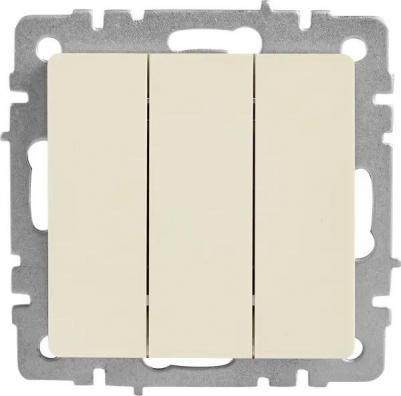 BRITE Выключатель 3-клавишный 10А ВС10-3-0-БрКр бежевый, цена за 1 шт – фото 2