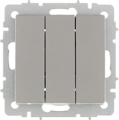 BRITE Выключатель 3-клавишный 10А ВС10-3-0-БрС сталь, цена за 1 шт – фото 2