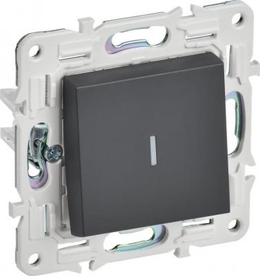 SKANDY Выключатель 1-клавишный с индикацией 10А SK-V07T титан, цена за 1 шт