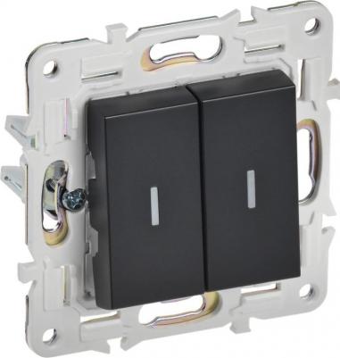 SKANDY Выключатель 2-клавишный проходной с индикацией 10А SK-V10Bl черный, цена за 1 шт