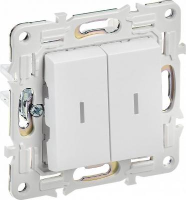 SKANDY Выключатель 2-клавишный с индикацией 10А SK-V09W арктический белый, цена за 1 шт