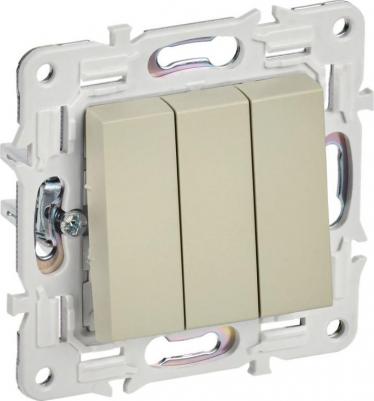 SKANDY Выключатель 3-клавишный 10А SK-V11B бежевый, цена за 1 шт