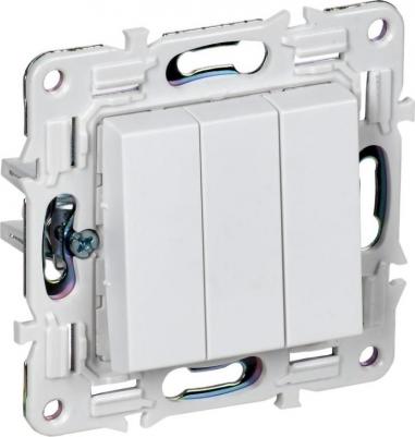 SKANDY Выключатель 3-клавишный 10А SK-V11W арктический белый, цена за 1 шт