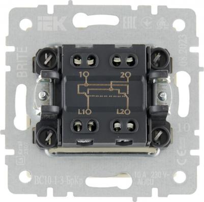 Выключатель перекрестный 1-кл. СП BRITE 10А ВС10-1-3-БрБ беж. BR-V13-0-10-K10 – фото 2