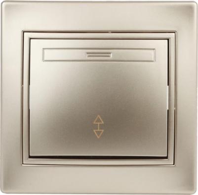 1-103-04 Переключатель Plano 1-103-04 одноклавишный 10А-250В, IP20, СУ, шампань, цена за 1 шт
