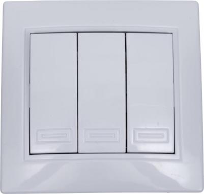 1-106-01 Выключатель Plano 1-106-01 тройной, 10А-250В, IP20, СУ, Plano, белый, цена за 1 шт – фото 1
