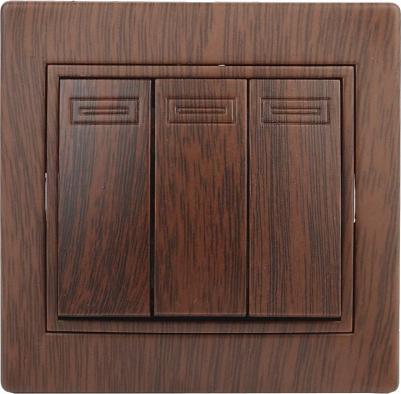 1-106-10 Выключатель Plano 1-106-10 тройной, 10А-250В, IP20, СУ, венге, цена за 1 шт