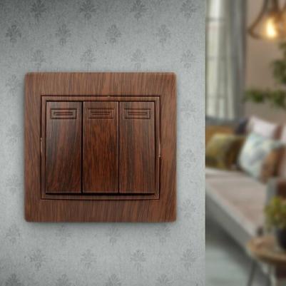 1-106-10 Выключатель Plano 1-106-10 тройной, 10А-250В, IP20, СУ, венге, цена за 1 шт – фото 1