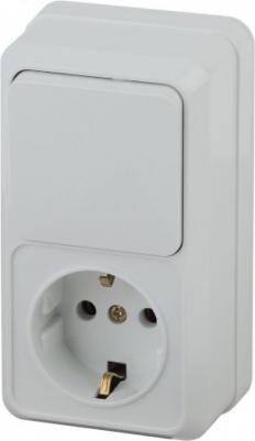 2-705-01 Блок розетка с выключателем Quadro 2-705-01 вертикальный 10А-250В, IP20, ОУ, белый, цена за 1 шт