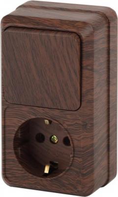 2-705-10 Блок розетка с выключателем Quadro 2-705-10 вертикальный 10А-250В, IP20, ОУ, венге, цена за 1 шт