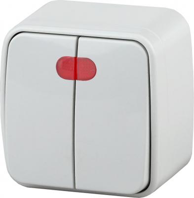 3-105-01 3-105-01 Выключатель двойной с подсветкой, 10А-250В, IP20, ОУ, Polo, белый, цена за 1 шт