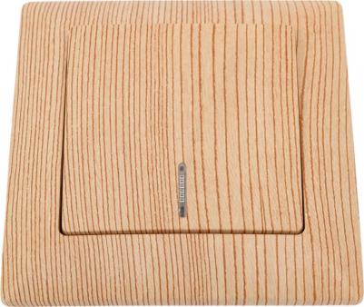 4-102-11 Выключатель Solo 4-102-11 одноклавишный с подсветкой, 10А-250В, IP20, СУ, сосна, цена за 1 шт – фото 1