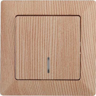 4-102-11 Выключатель Solo 4-102-11 одноклавишный с подсветкой, 10А-250В, IP20, СУ, сосна, цена за 1 шт – фото 2