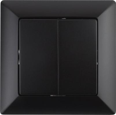 4-104-05 Выключатель Solo 4-104-05 двухклавишный 10А-250В, IP20, СУ, антрацит, цена за 1 шт