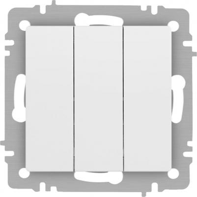 6-106-01М Выключатель Accent 6-106-01М тройной, 10А-250В, IP20, СУ, AL/CU, белый матовый, цена за 1 шт