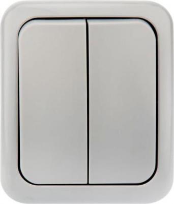 Выключатель двухклавишный Mini OG OG IP54, о/у, серый, цена за 1 шт – фото 4