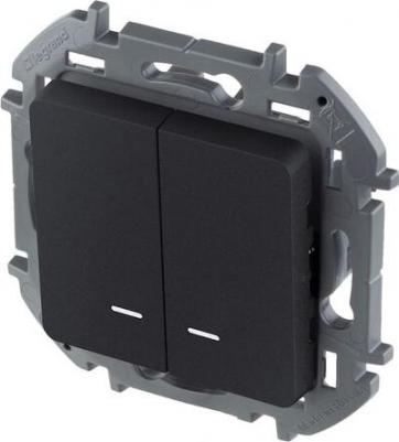 Выключатель двухклавишный Inspiria с подсветкой - 10 AX - 250В. Цвет - антрацит – фото 4