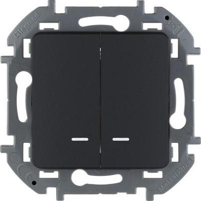 Выключатель двухклавишный Inspiria с подсветкой - 10 AX - 250В. Цвет - антрацит – фото 8