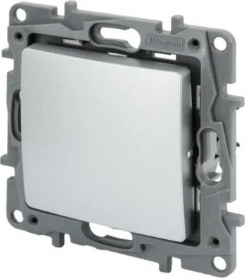 Выключатель проходной встраиваемый Etika 1 клавиша, цвет алюминий