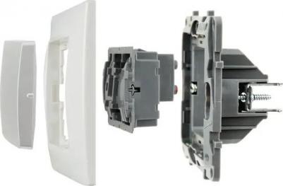 Выключатель проходной встраиваемый Etika 1 клавиша, цвет алюминий – фото 8