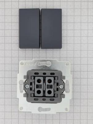 Двойной выключатель VESNA графит 742-3488-101 – фото 3