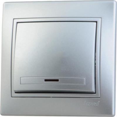 Выключатель 1-кл. СП Мира 10А IP20 с подсветкой со вставкой сер. метал. 701-1010-111 – фото 3