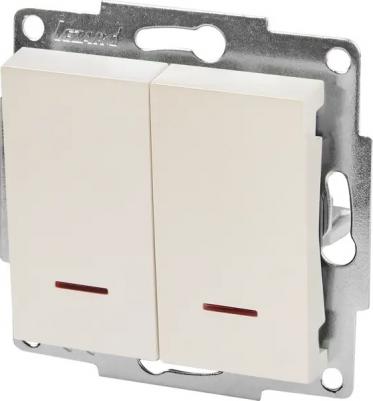 Выключатель Vesna 2 клавиши с подсветкой цвет жемчужный белый перламутровый