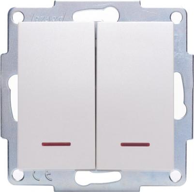 Выключатель Vesna 2 клавиши с подсветкой цвет жемчужный белый перламутровый – фото 4