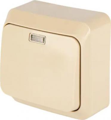 1-клавишный выключатель ОП Этюд 10А с инд. крем. SchE BA10-005K