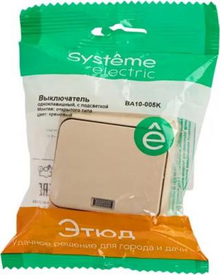 1-клавишный выключатель ОП Этюд 10А с инд. крем. SchE BA10-005K – фото 5