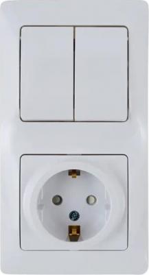 Блок комбинированный GLOSSA розетка защ. шторки с заземл.+ выкл. 2кл. бел. SchE GSL000174 – фото 3