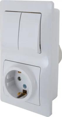 Блок комбинированный GLOSSA розетка защ. шторки с заземл.+ выкл. 2кл. бел. SchE GSL000174 – фото 4