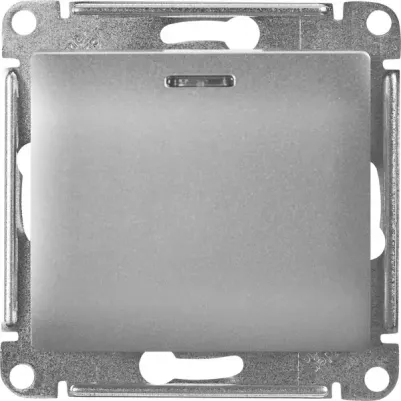 Механизм переключателя 1-кл. СП Glossa 10А IP20 10AX с подсветкой алюминий SchE, GSL000363 – фото 5