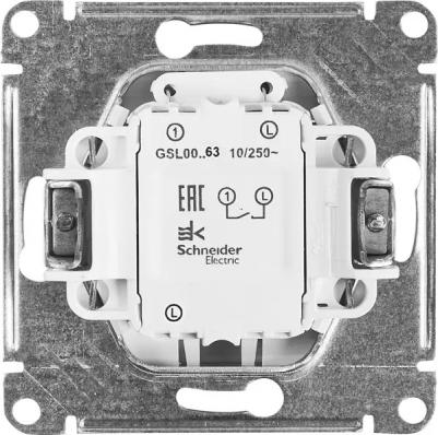 Механизм переключателя 1-кл. СП Glossa 10А IP20 10AX с подсветкой алюминий SchE, GSL000363 – фото 6